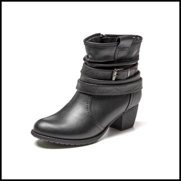 black dress boots low heel Cleo Black Nappa Leather low Heel Boot with Lambskin Leather Lining –  DANIELLA SHEVEL main image 0